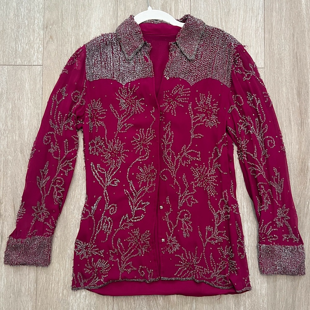 80s VINTAGE BEADED BLOUSE